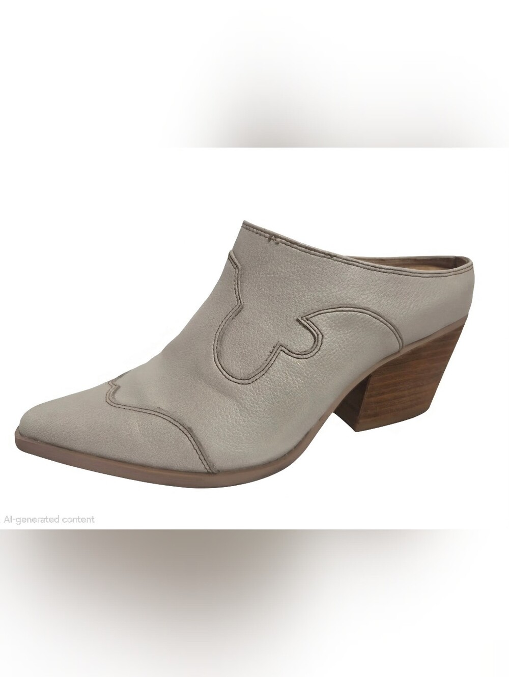 Yellow Box Cyan Western Heeled Mules Bone Cream Pointed Toe Clogs Women's Size 8